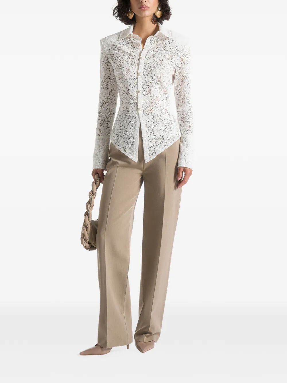 Manière De Voir Sila kanten blouse met knopen - Wit