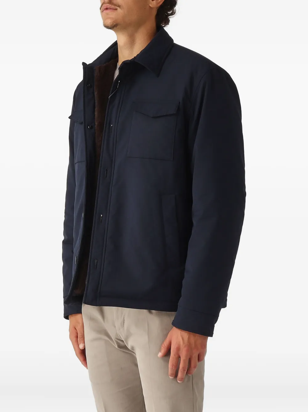 Herno Shirtjack met opgestikte zak Blauw