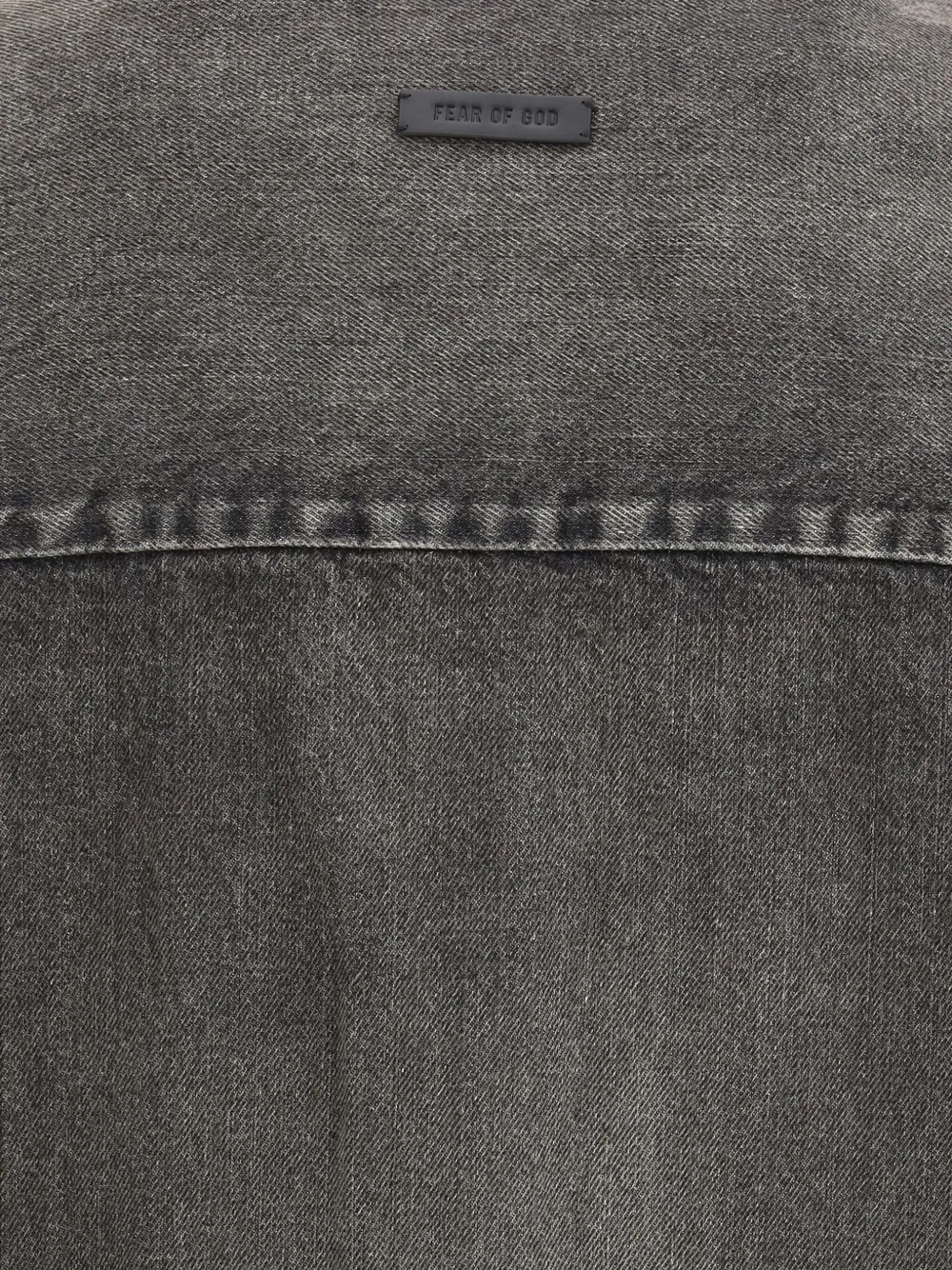 Fear Of God Men Snap Front Denim Overshirt In Brown
