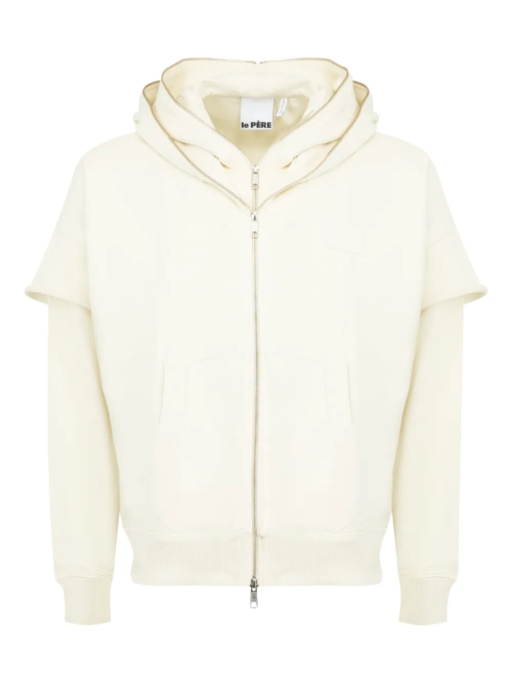 Le Pere pull zippé à capuche | tons neutres | Image 1