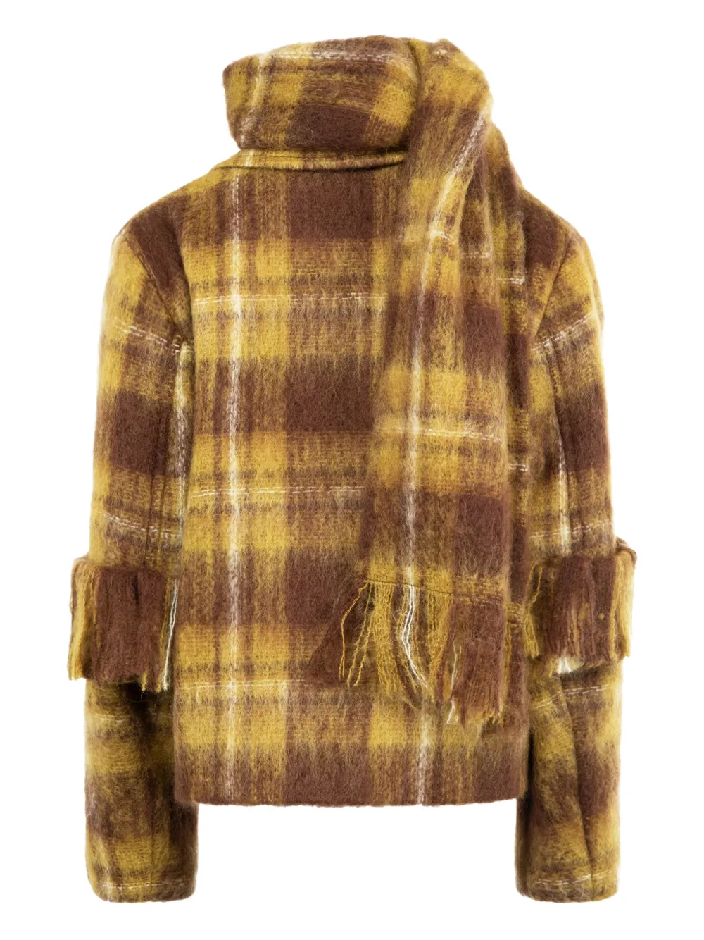 Loewe Scarf-detailed Checked Mohair And Wool-blend Jacket In Yellow
