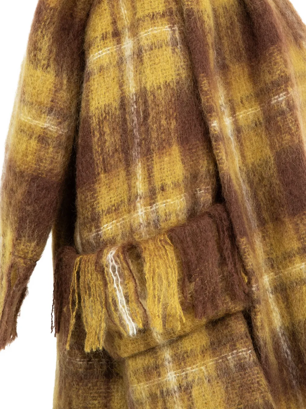 Loewe Scarf-detailed Checked Mohair And Wool-blend Jacket In Yellow