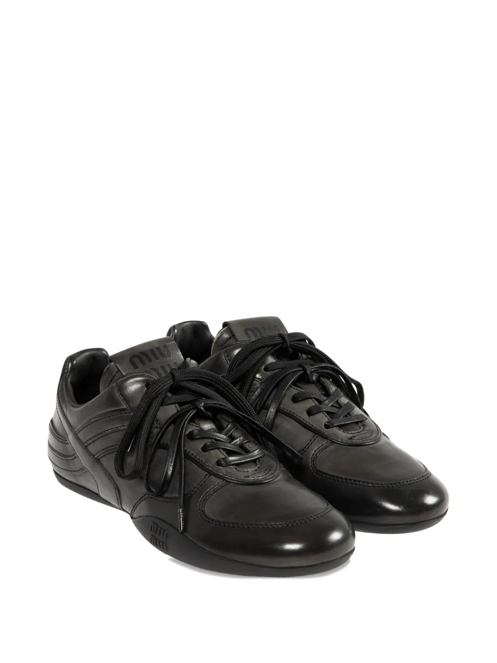 Miu Miu Lace-up Sneakers In Black
