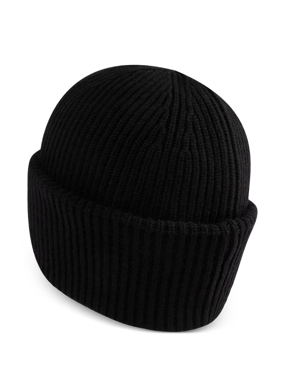 Moncler Geribbelde muts met logopatch - Zwart