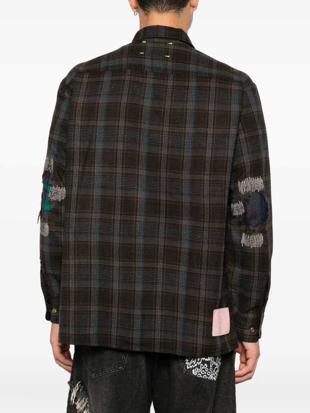 Better With Age Plaid Patchwork Shirt In Brown