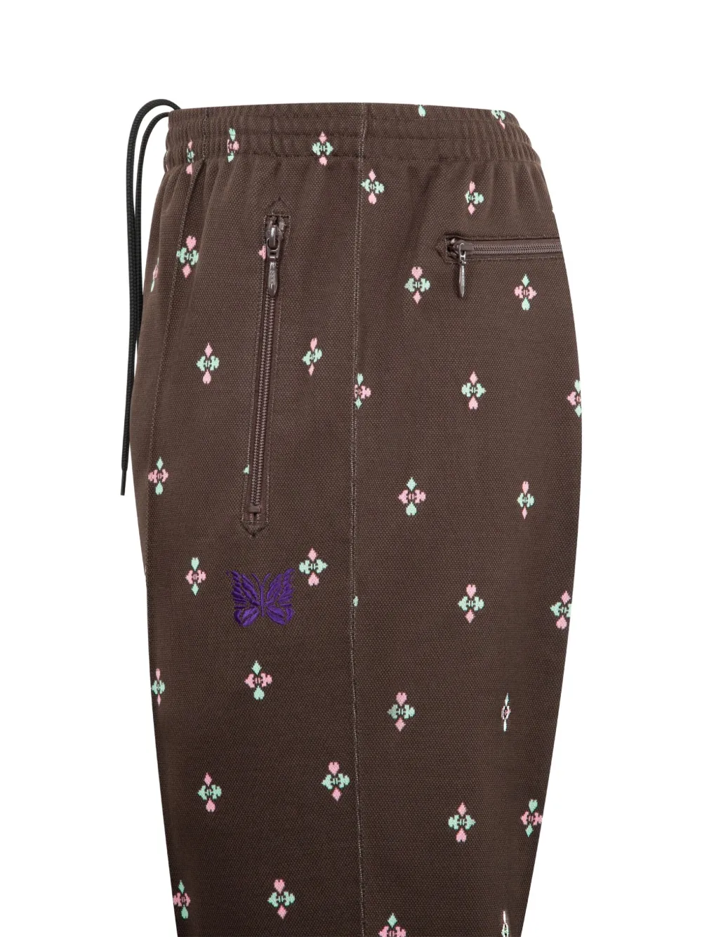 Needles Jacquard-pattern Track Pants In Brown