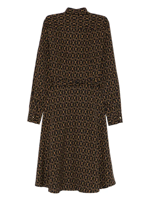 ralph lauren midi dresses with sleeves Lauren Ralph Lauren - Chain-Print Crepe Shirtdress - Womens - Black