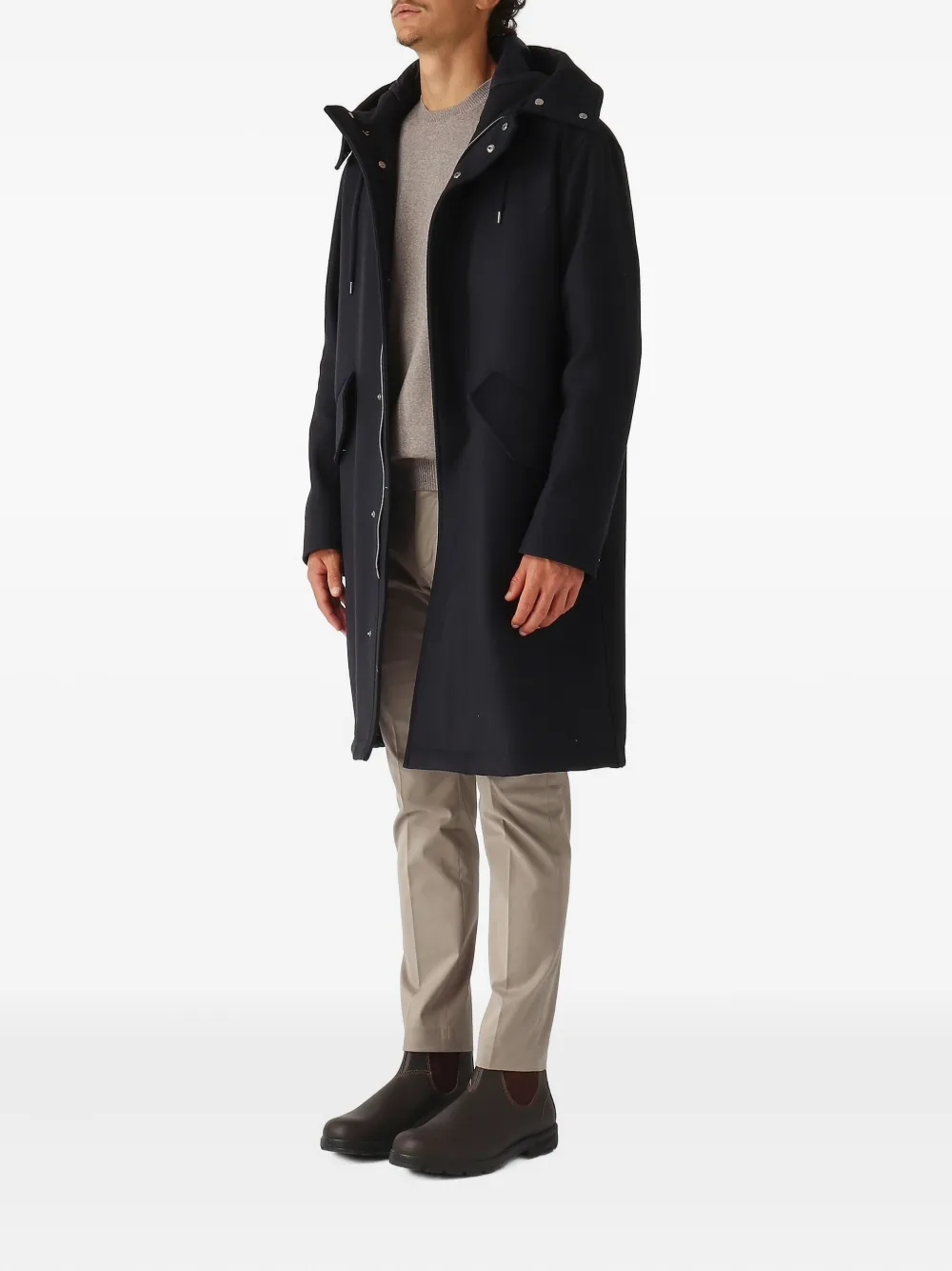 Herno Parka met capuchon en rits Blauw