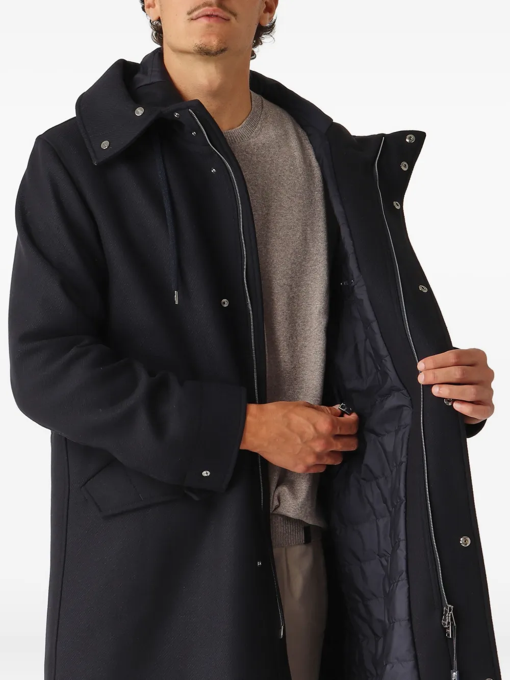 Herno Parka met capuchon en rits Blauw