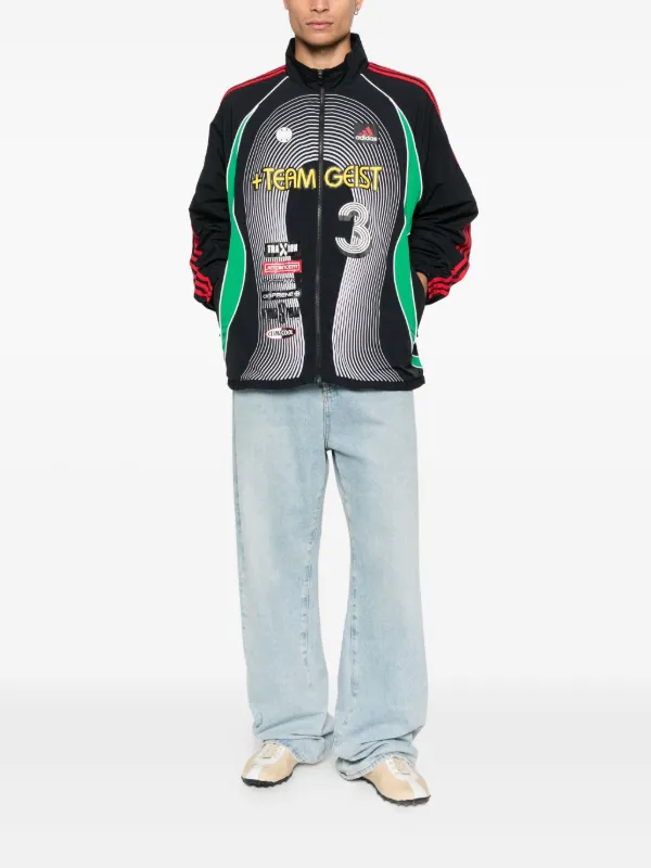 Adidas Teamgeist Striped Jacket | Black | FARFETCH
