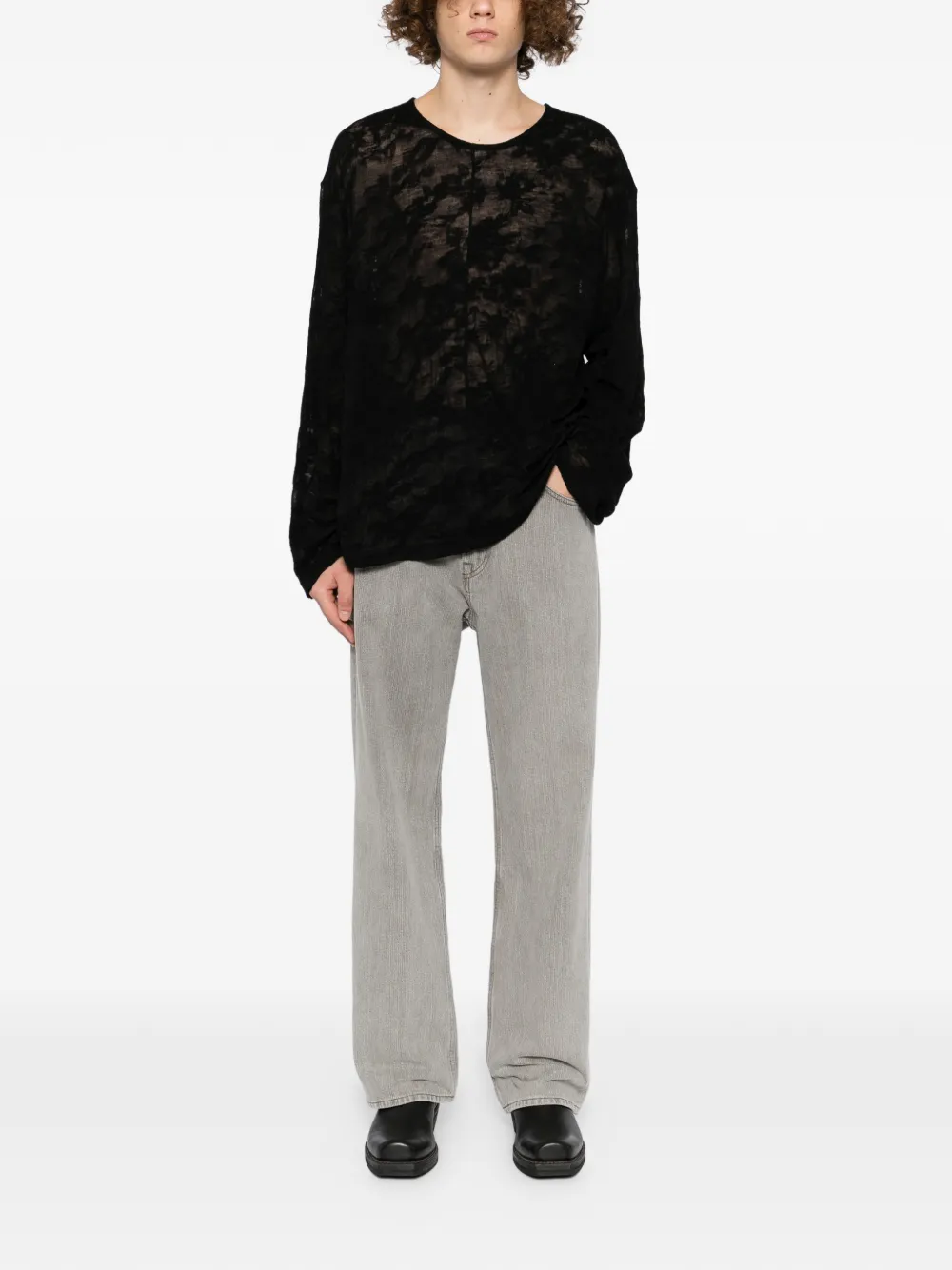 OUR LEGACY U-neck top - Zwart