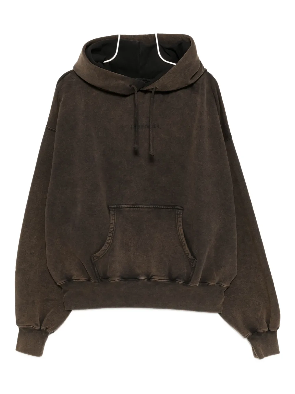 Alainpaul Gathered Neckline Hoodie In Brown