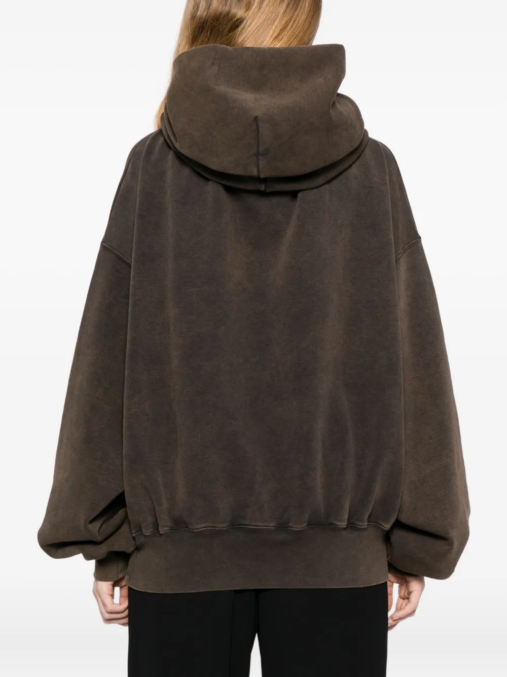 Alainpaul Gathered Neckline Hoodie In Brown