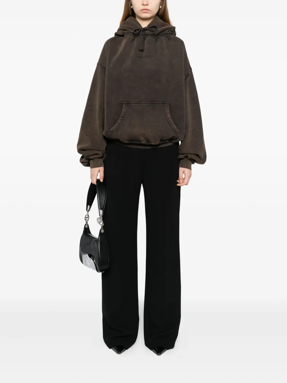 ALAINPAUL Hoodie met gesmockte hals - Bruin