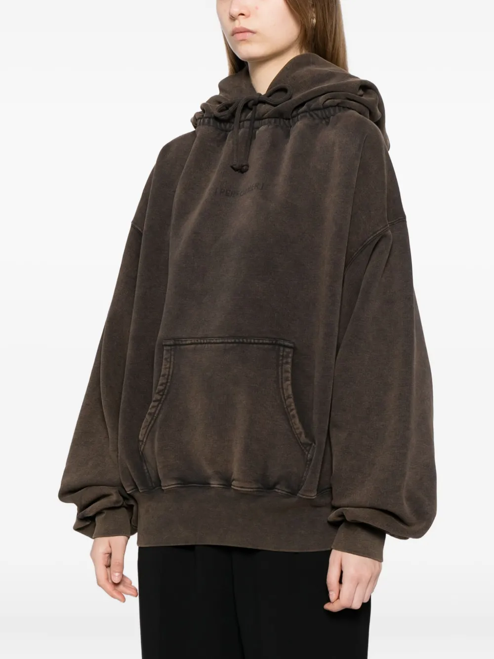 Alainpaul Gathered Neckline Hoodie In Brown
