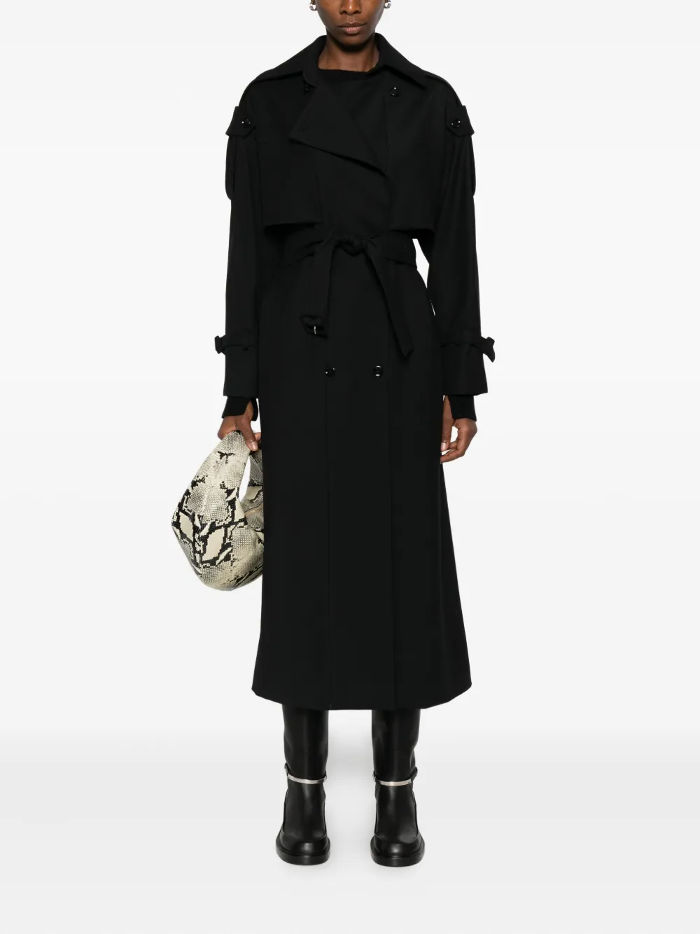 Lardini Double-breasted Belted Trench Coat In Black