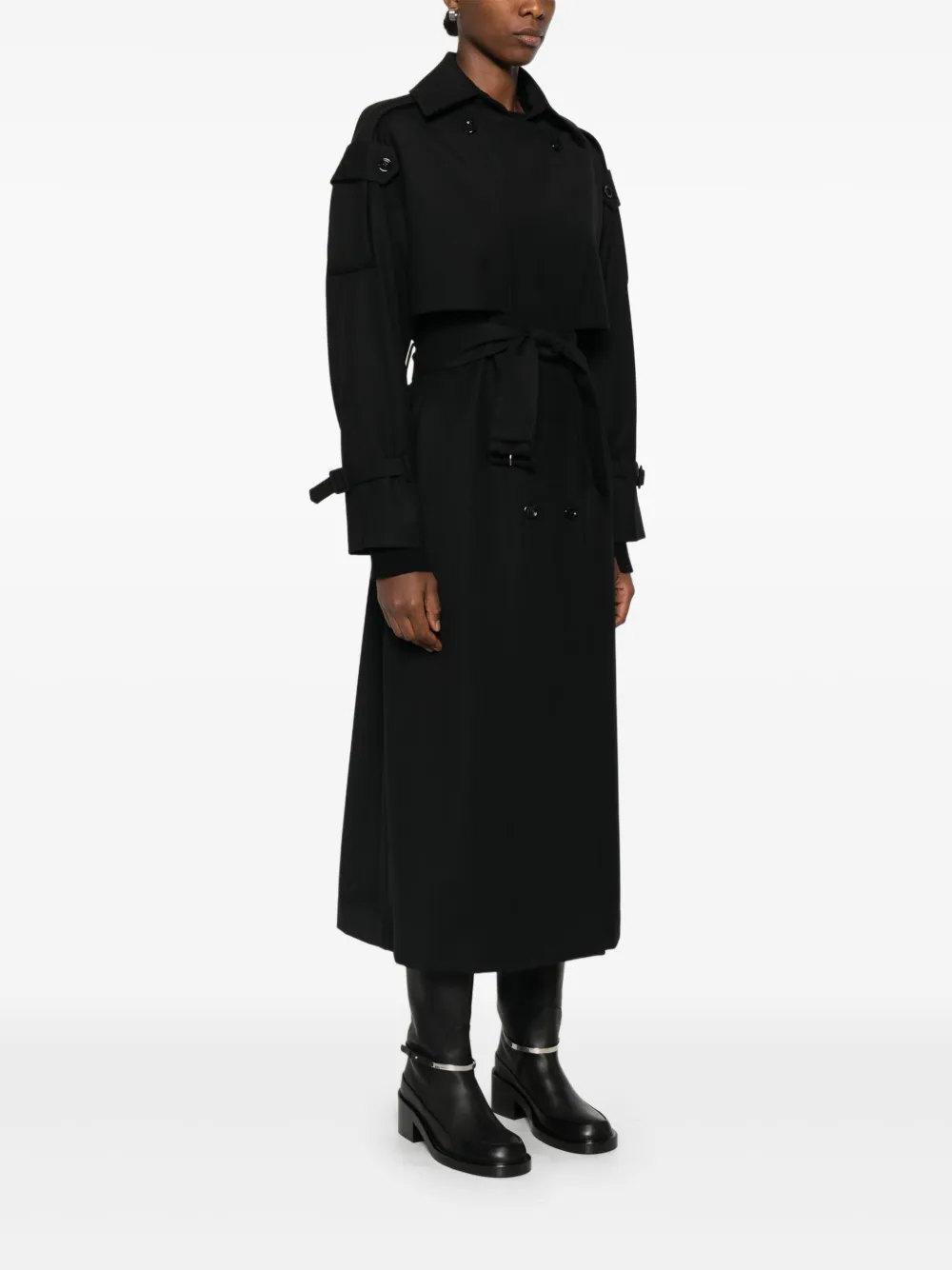 Lardini Double-breasted Belted Trench Coat In Black