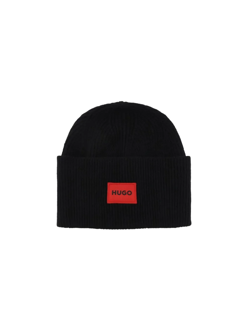 BOSS Geribbelde muts met logopatch - Zwart