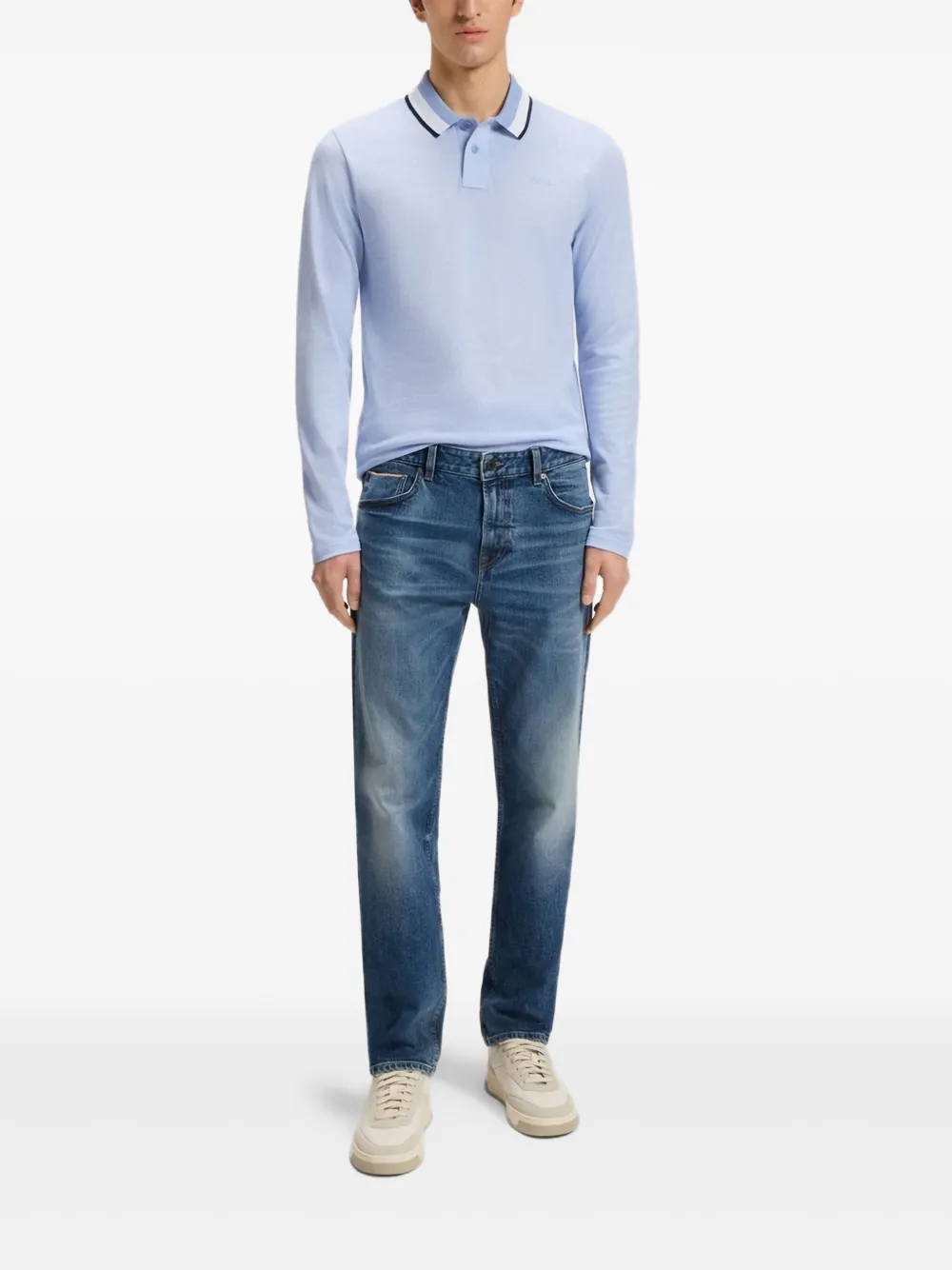 BOSS Poloshirt met lange mouwen - Blauw