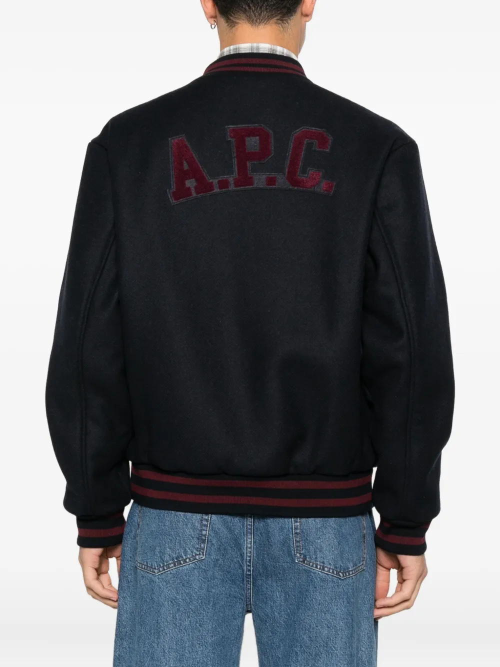 A.P.C. Gestreept jack met zak Blauw