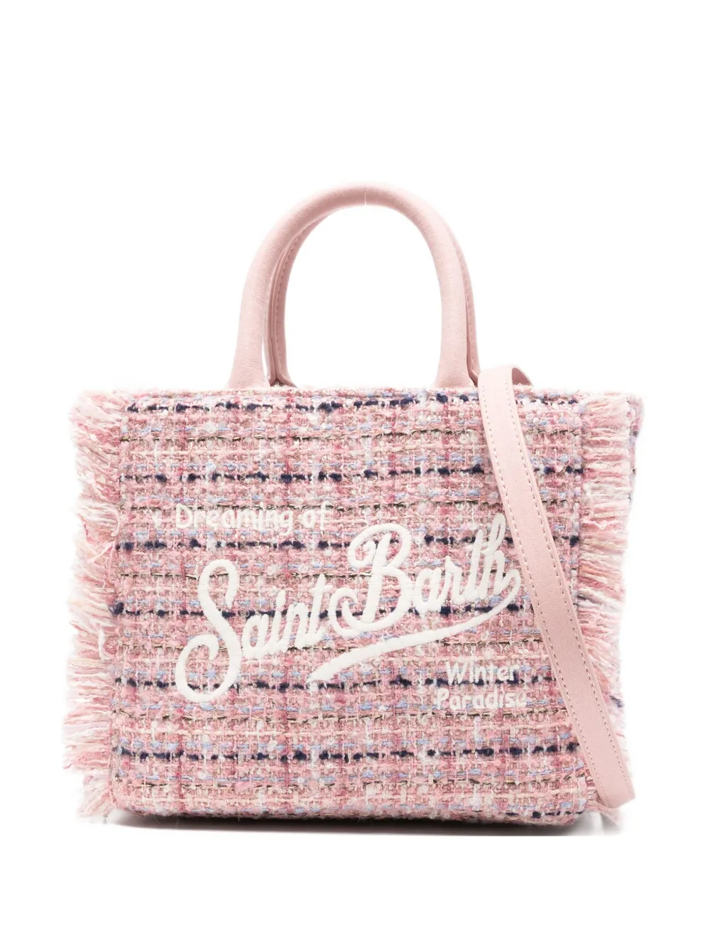 Mc2 Saint Barth Fringed Embroidered Tote Bag In Pink