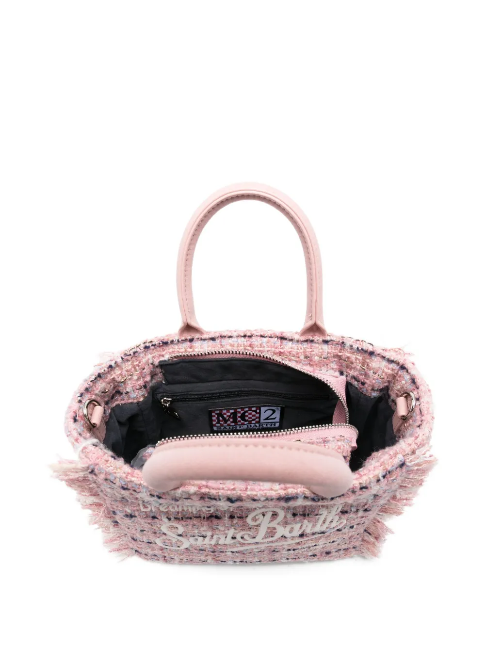 Mc2 Saint Barth Fringed Embroidered Tote Bag In Pink