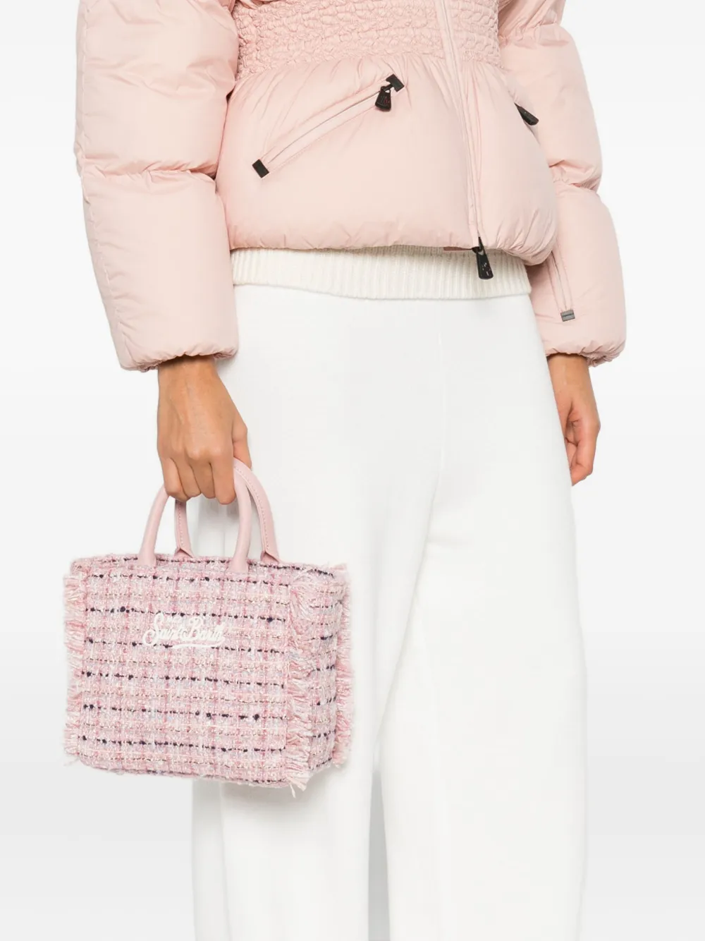 Mc2 Saint Barth Fringed Embroidered Tote Bag In Pink