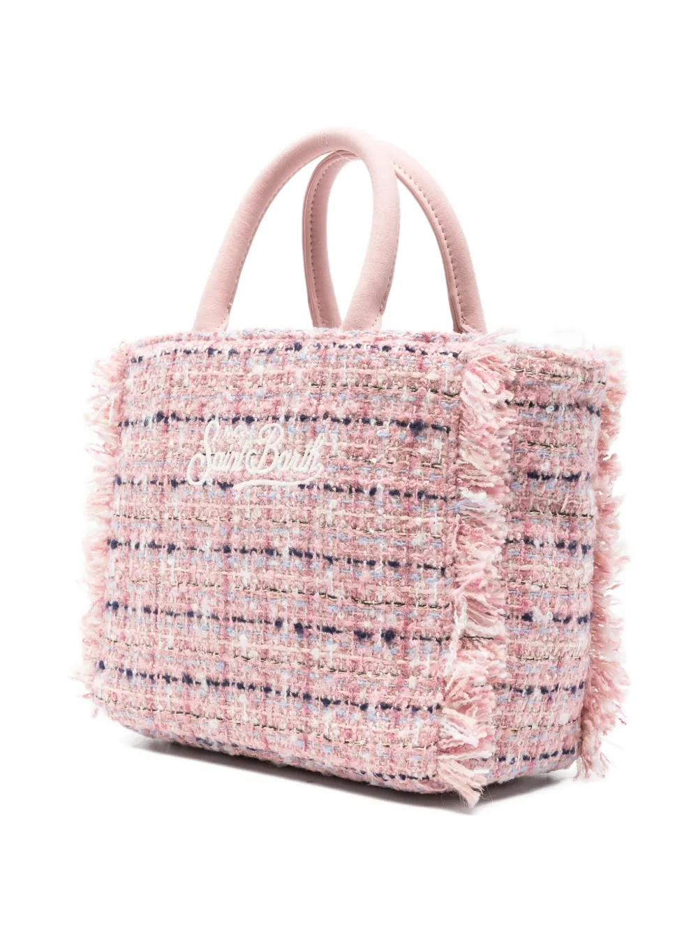 Mc2 Saint Barth Fringed Embroidered Tote Bag In Pink