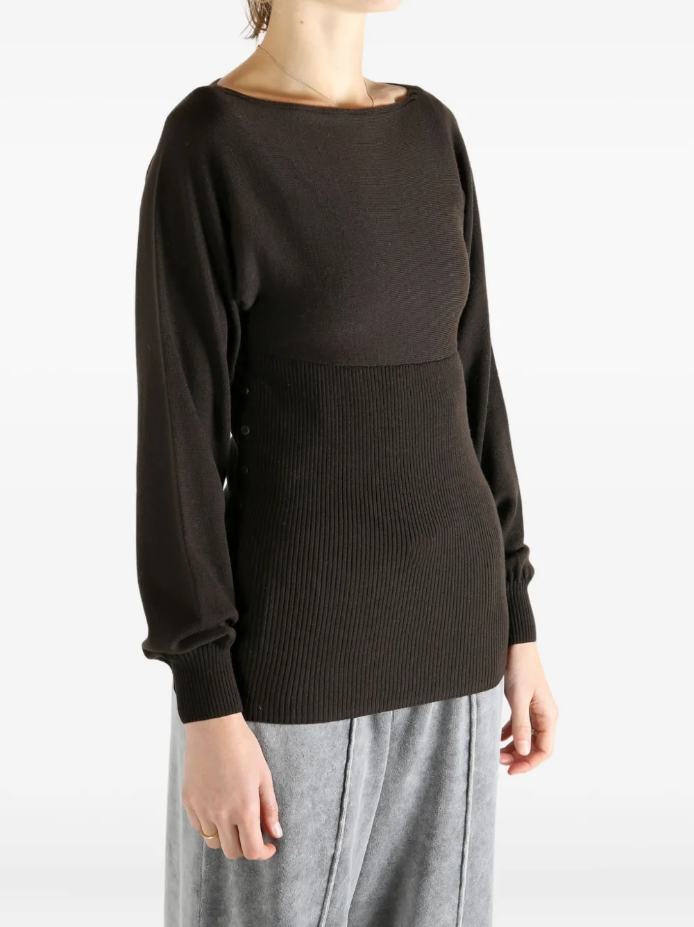 Paloma Wool Geribbelde trui met knopen Bruin