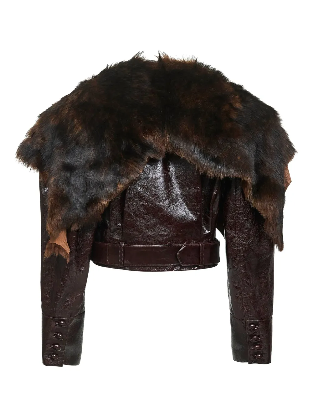 Chloé Belted Leather Jacket In Brown