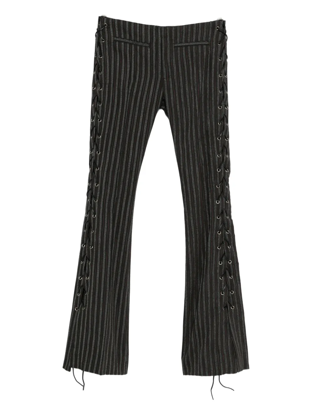Ann Demeulemeester Kel Striped Lace-up Trousers In Black
