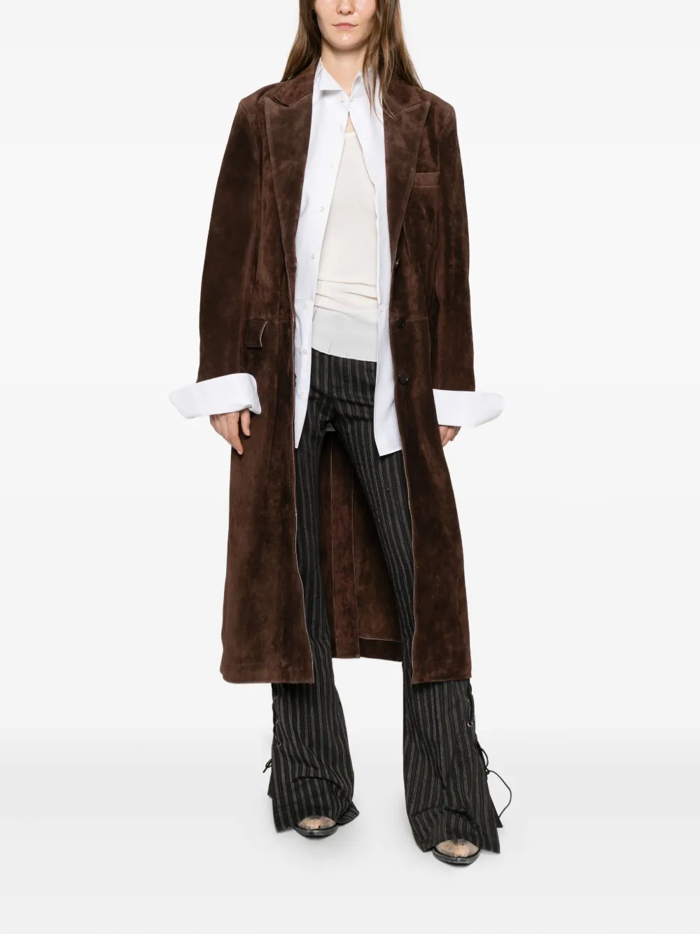 Ann Demeulemeester Kel Striped Lace-up Trousers In Black