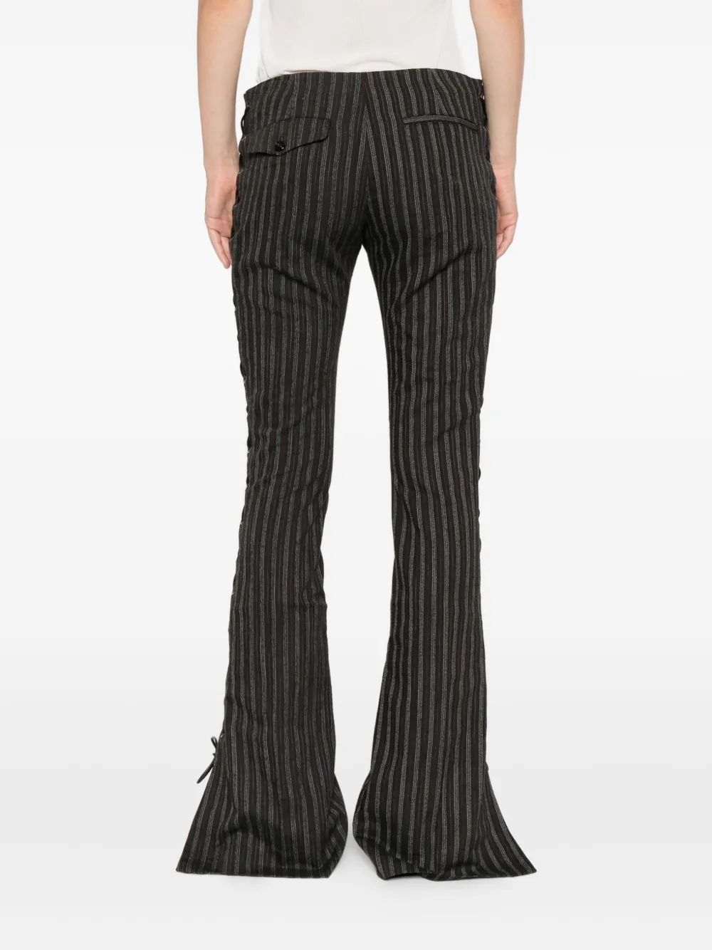 Ann Demeulemeester Kel Striped Lace-up Trousers In Black