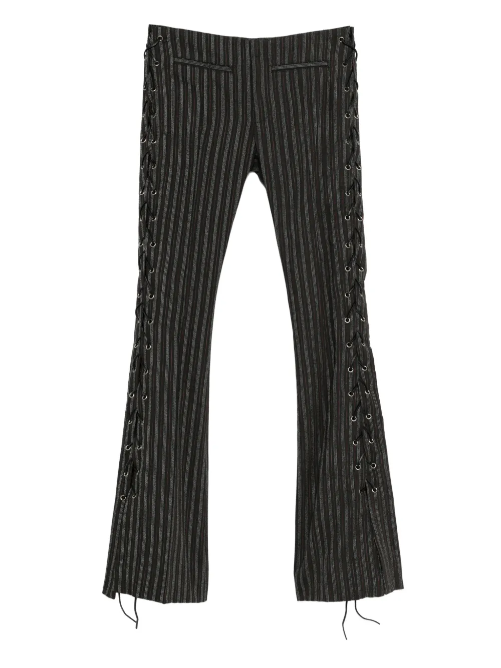 Ann Demeulemeester Kel striped lace-up trousers | Grey | Image 1