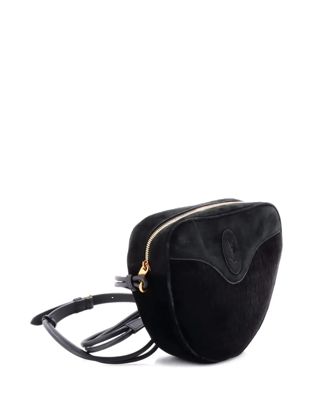  Saint Laurent Pre-owned Le Monogramme Coeur Bag Monogram All Over Velvet And Suede Crossbody Bag - Black 
