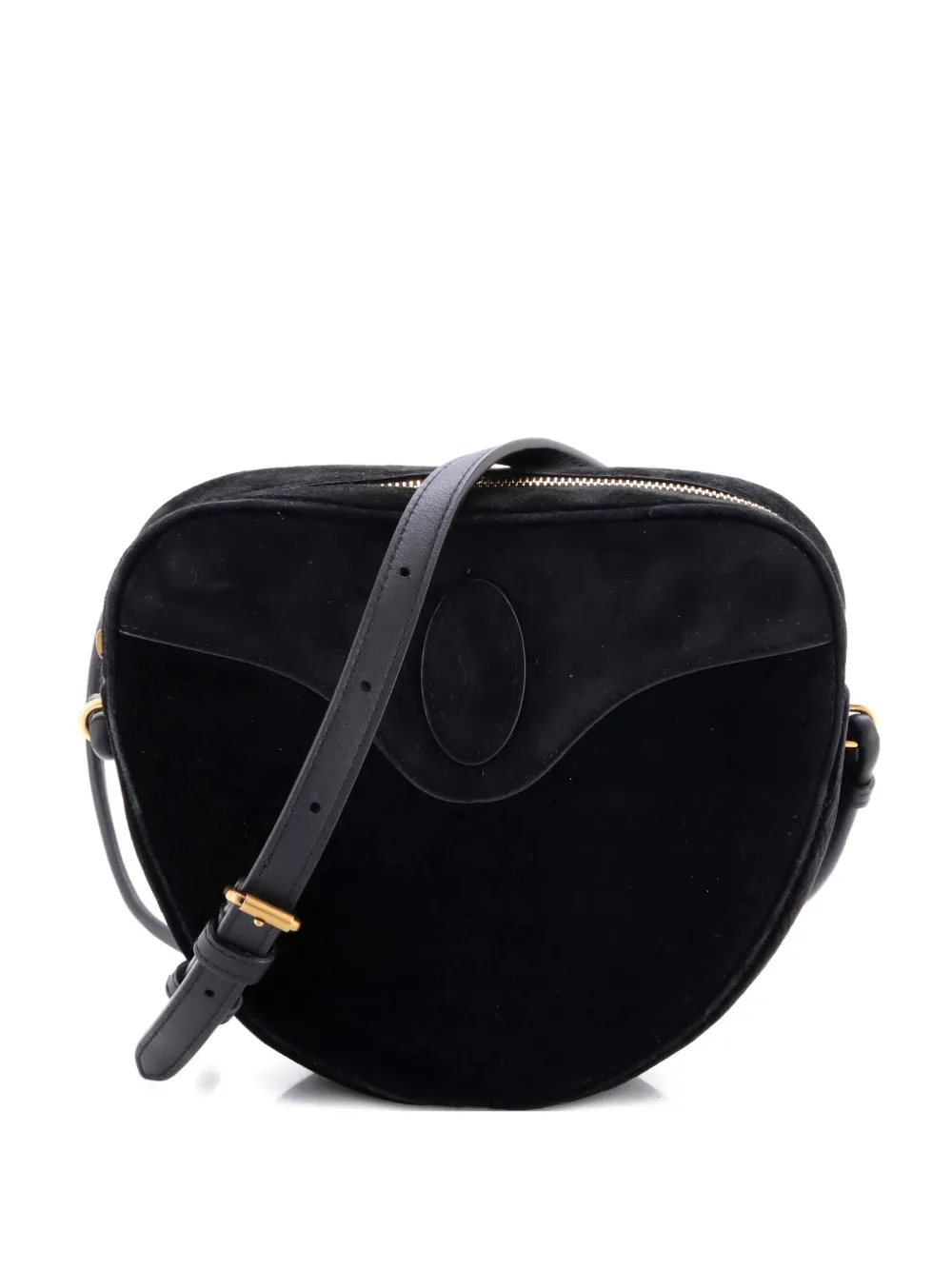 Pre-owned Saint Laurent Le Monogramme Coeur Bag Monogram All Over Velvet And Suede Crossbody Bag In Black