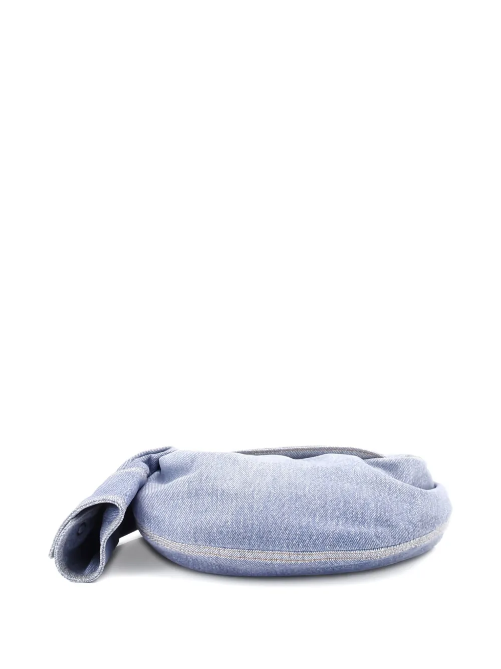 Pre-owned Bottega Veneta Bv Jodie Shirt Effect Denim Mini Hobo Bag In Blue
