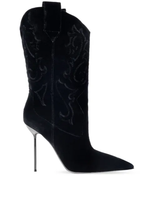 Paris Texas 105mm Lidia embroidered heeled boots