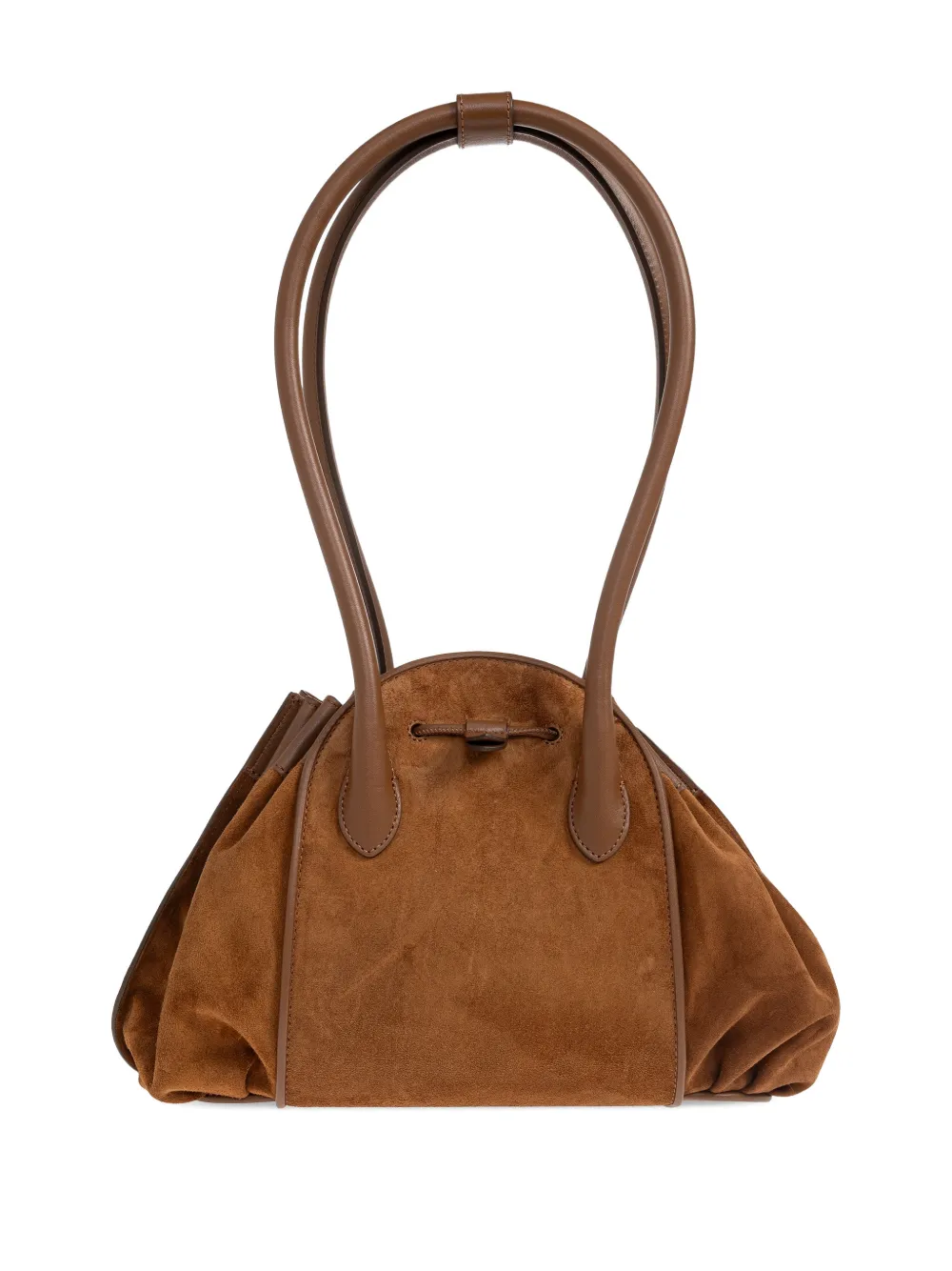 Marni Logo Stamped Tulipea Shoulder Bag In Brown