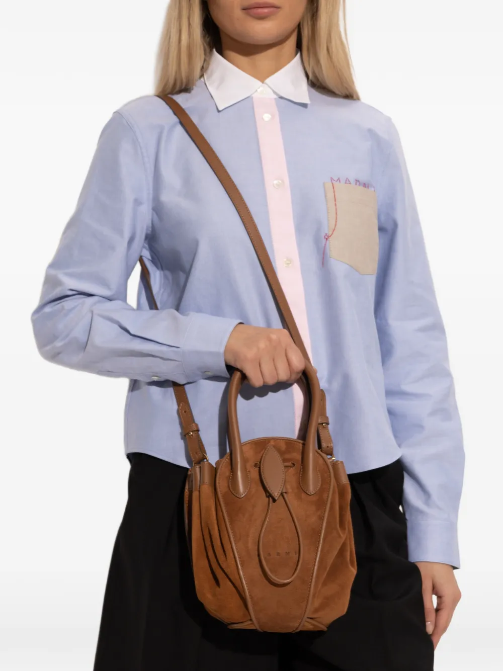 Marni Drawstring Top-handle Tote Bag In Brown