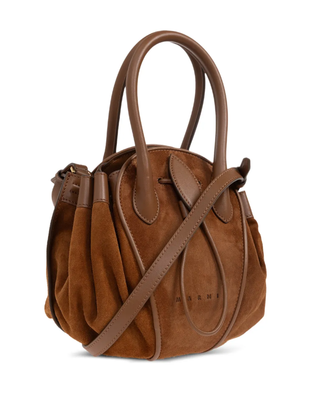 Marni Kleine Tulipea suède handtas Bruin