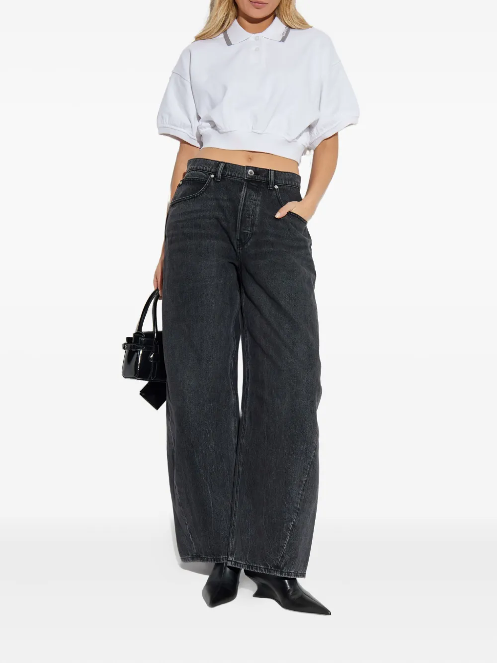 Alexander Wang rhinestone-embellished cotton jeans - Grijs