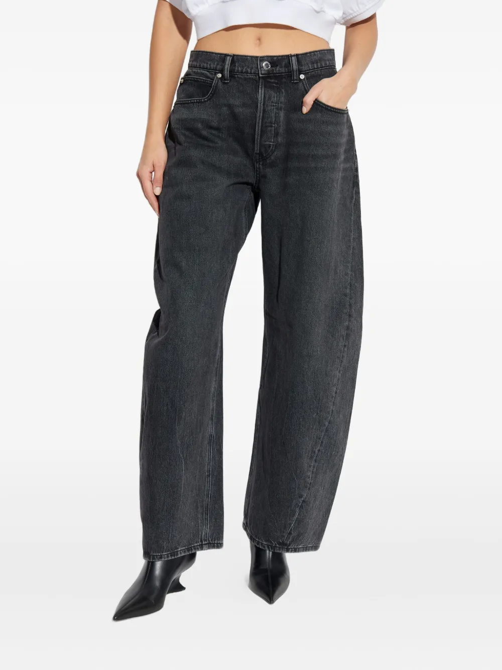 Alexander Wang Rhinestone-embellished Cotton Jeans In Black