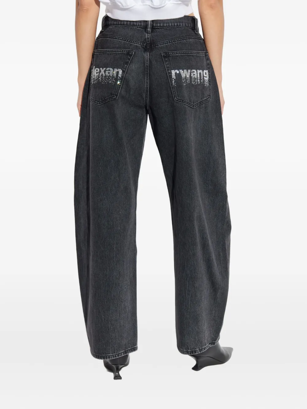 Alexander Wang Rhinestone-embellished Cotton Jeans In Black