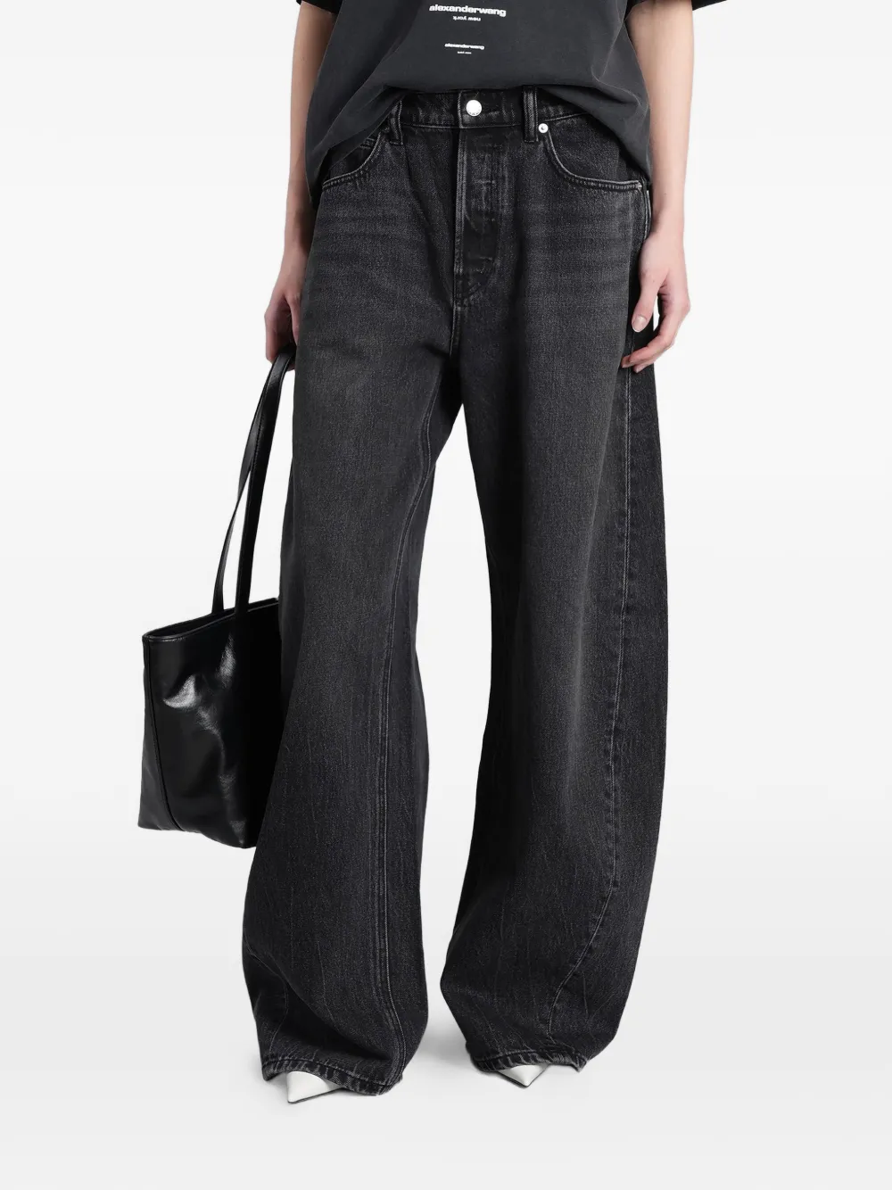 Alexander Wang rhinestone-embellished cotton jeans - Grau