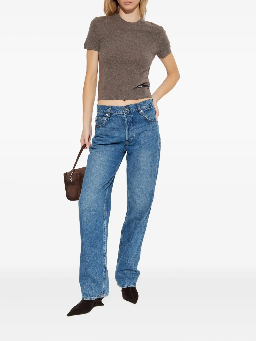 Alexander Wang Logo-label Knitted Top In Brown