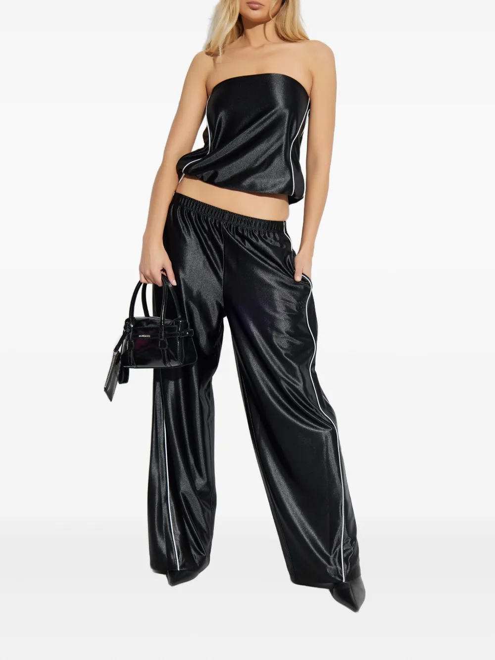 Alexander Wang elasticated-waistband trim-detal trousers - Zwart