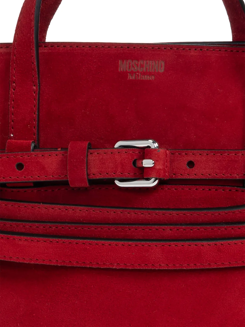 Moschino Small Buckle-strap Tote Bag In Red