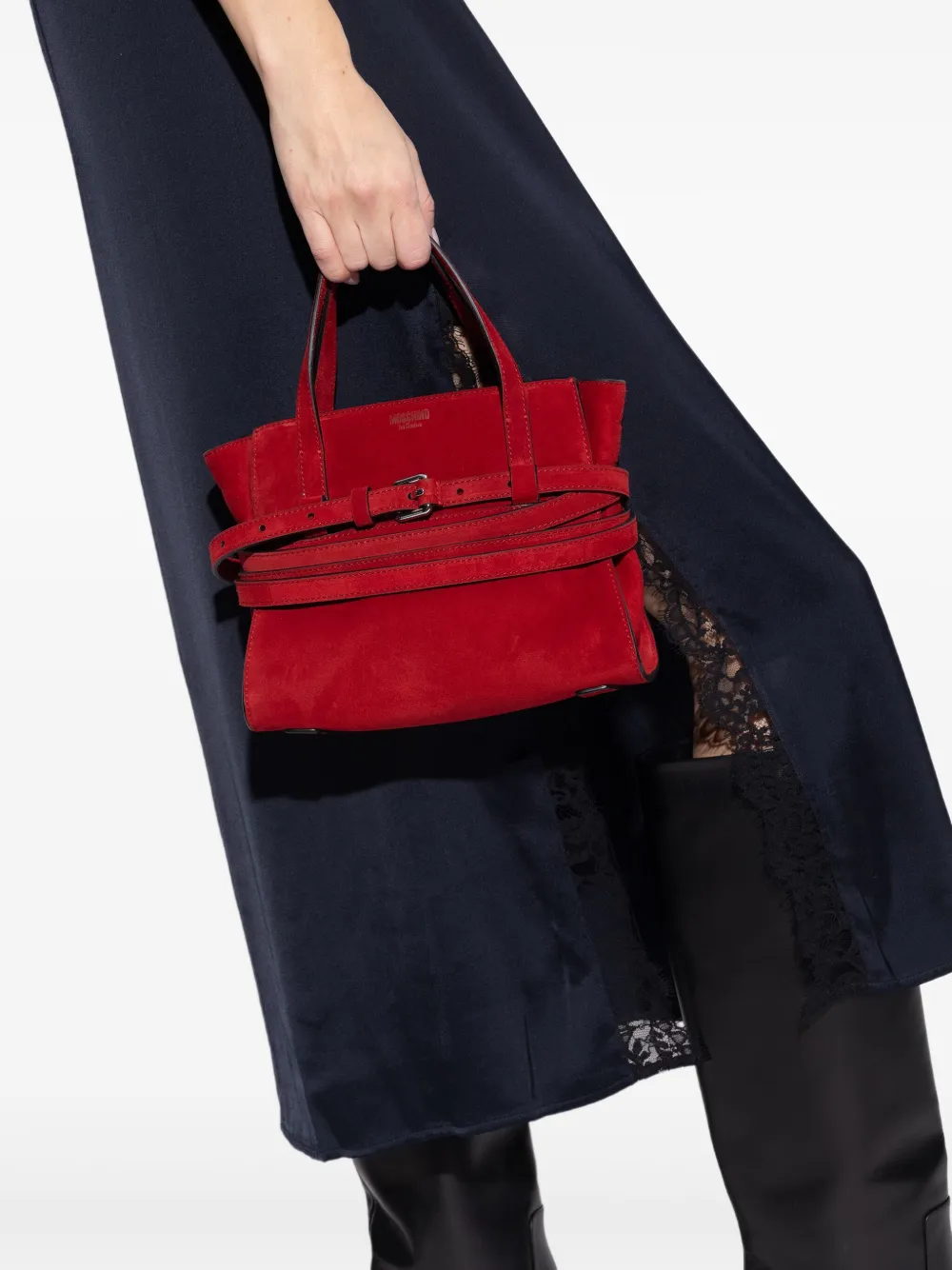 Moschino Kleine shopper met gespbandje Rood