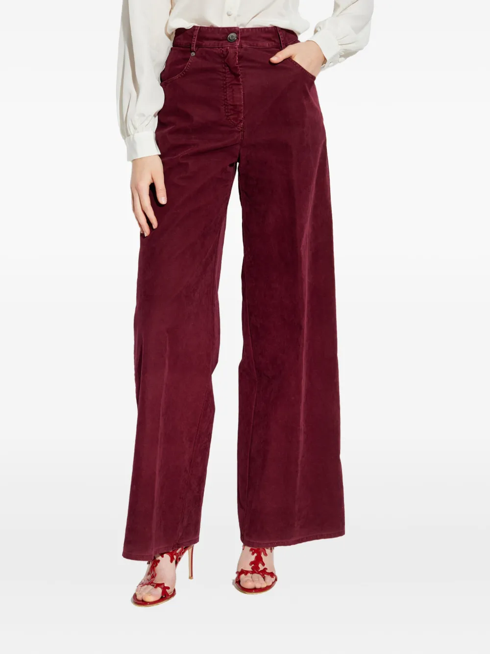 Forte Forte Casual Pants With Belt Loops In Burgundy